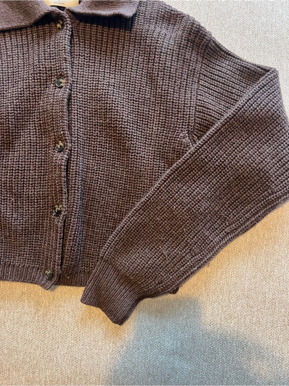 Wilfred Brown Ribbed Collared Button-Up Cardigan - Picture 5 of 8